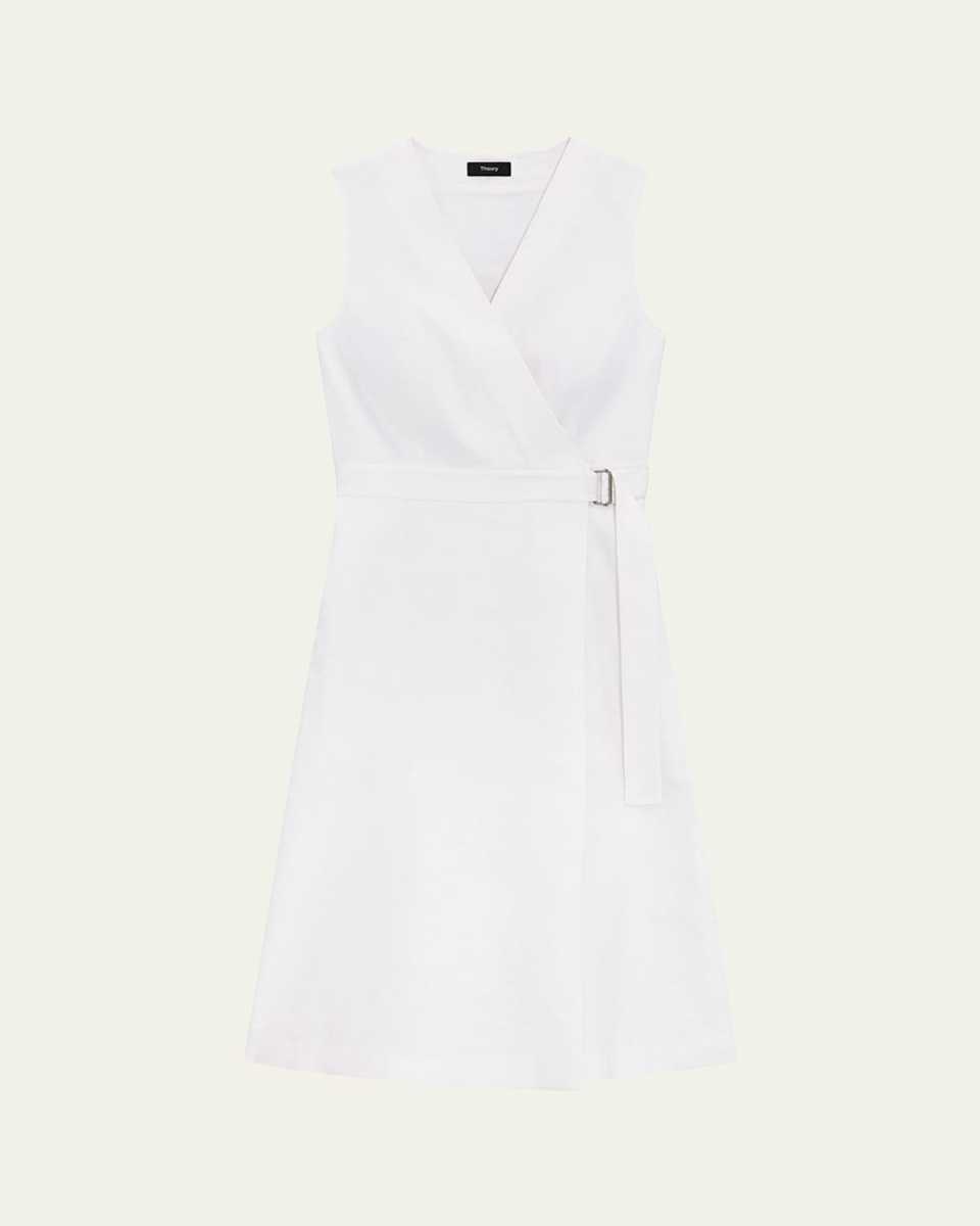 Sleeveless A-Line Wrap Dress